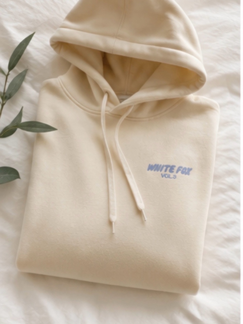 White Fox Boutique Cream Hoodie with Blue Logo - Picture 4 of 9
